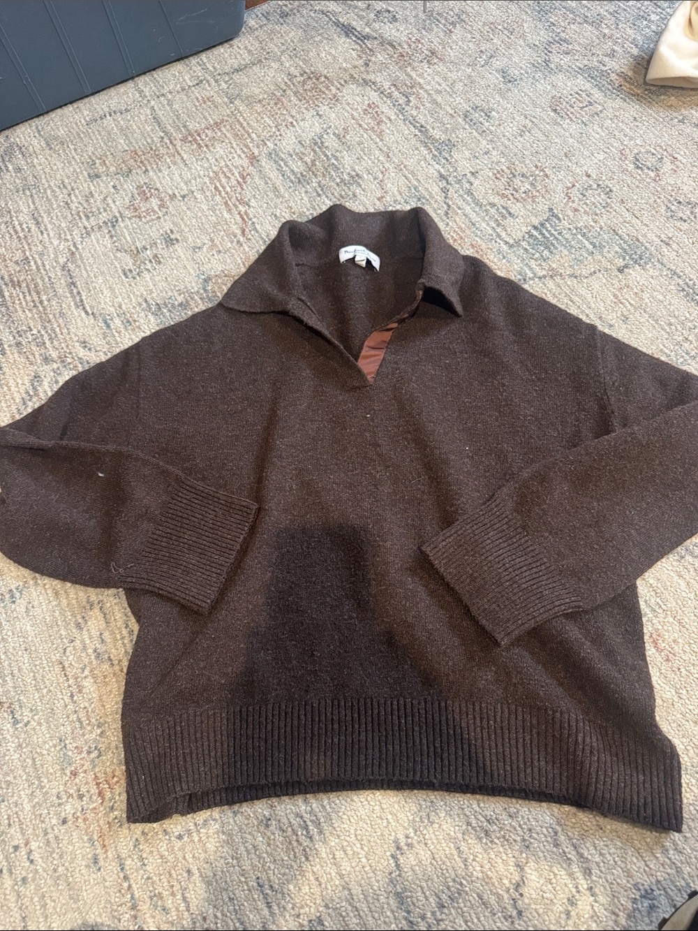 Michael Stars semi crop Dark Brown Collar Sweater for fall